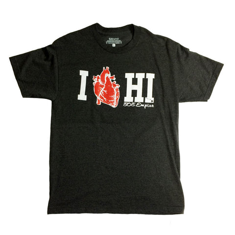 *HI Love Short Sleeve By 808 Empire (Charcoal Heather)