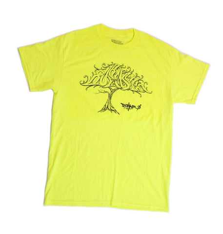 Downr Tree T-Shirt (Safety Green) by 808 Empire