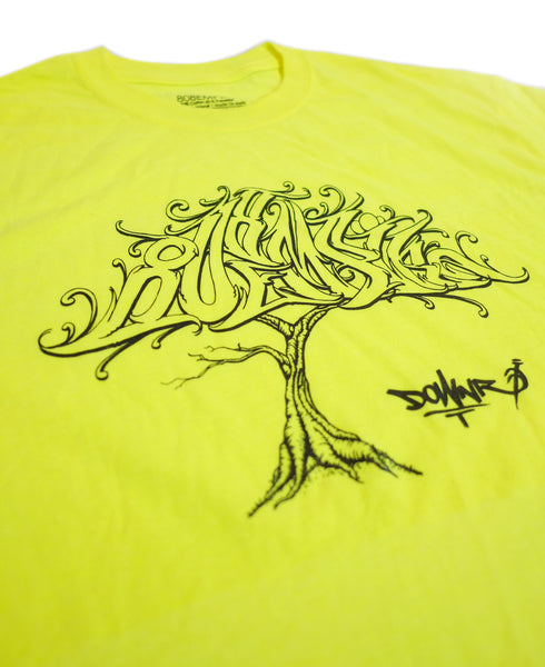 Downr Tree T-Shirt (Safety Green) by 808 Empire