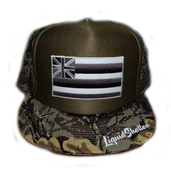 "Hawaii Grey Flag Patch" Trucker By Liquid Shelter