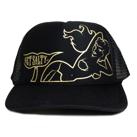 +"Mermaid" Black Trucker By Get Salty Hawaii