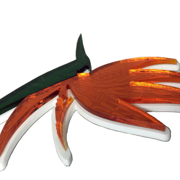 "Bird of Paradise" Plexi-Decal By Island Silver (Green/Orange/white)