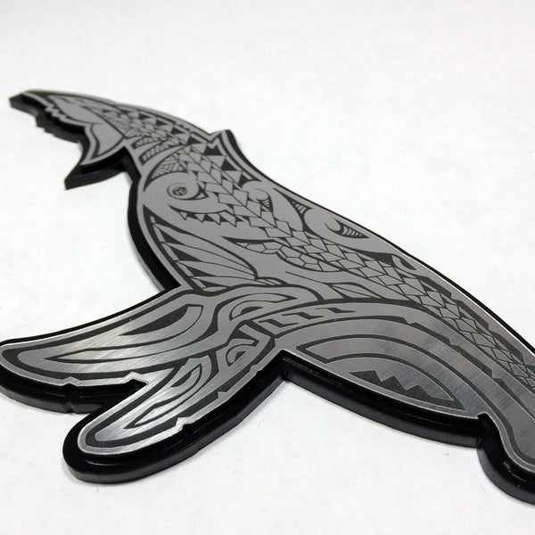 "Humpback Whale" Plexi-Decal By Island Silver (Silver on black)  8/9