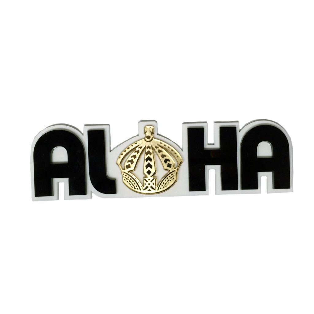 "Aloha Crown" Plexi-Decal By Island Silver (White/black/gold) 7/31