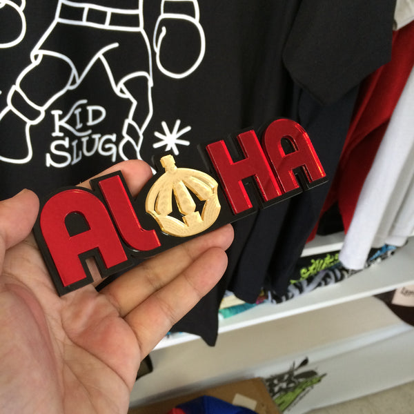 "Aloha Crown" Plexi-Decal By Island Silver (Red/gold/black)