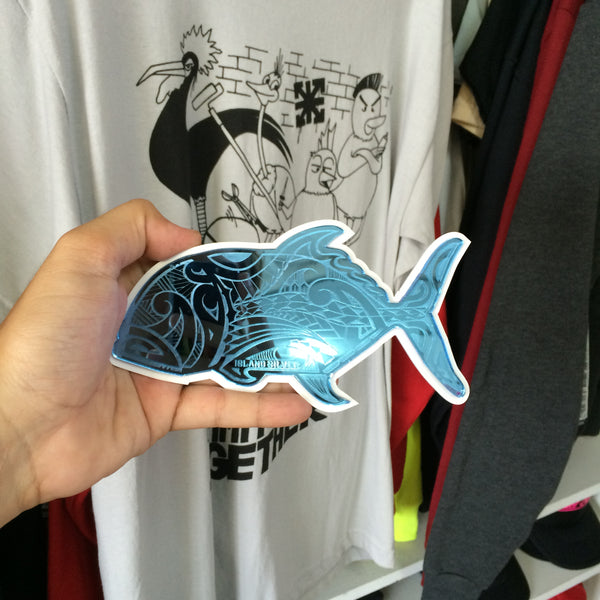 "Poly Ulua" Plexi-Decal By Island Silver (Blue on White)