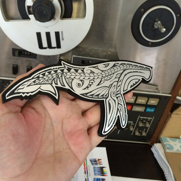 "Humpback Whale" Plexi-Decal By Island Silver (Silver on black)  8/9