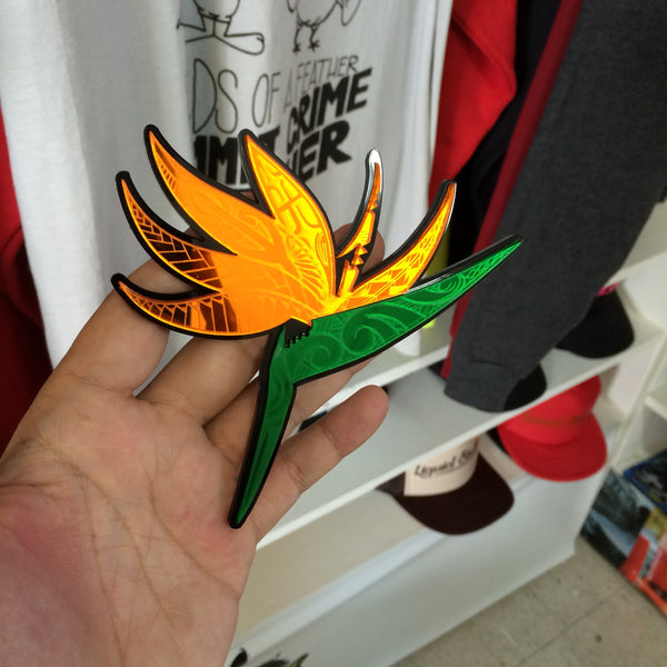 "Bird of Paradise" Plexi-Decal By Island Silver (Green/Orange/white)